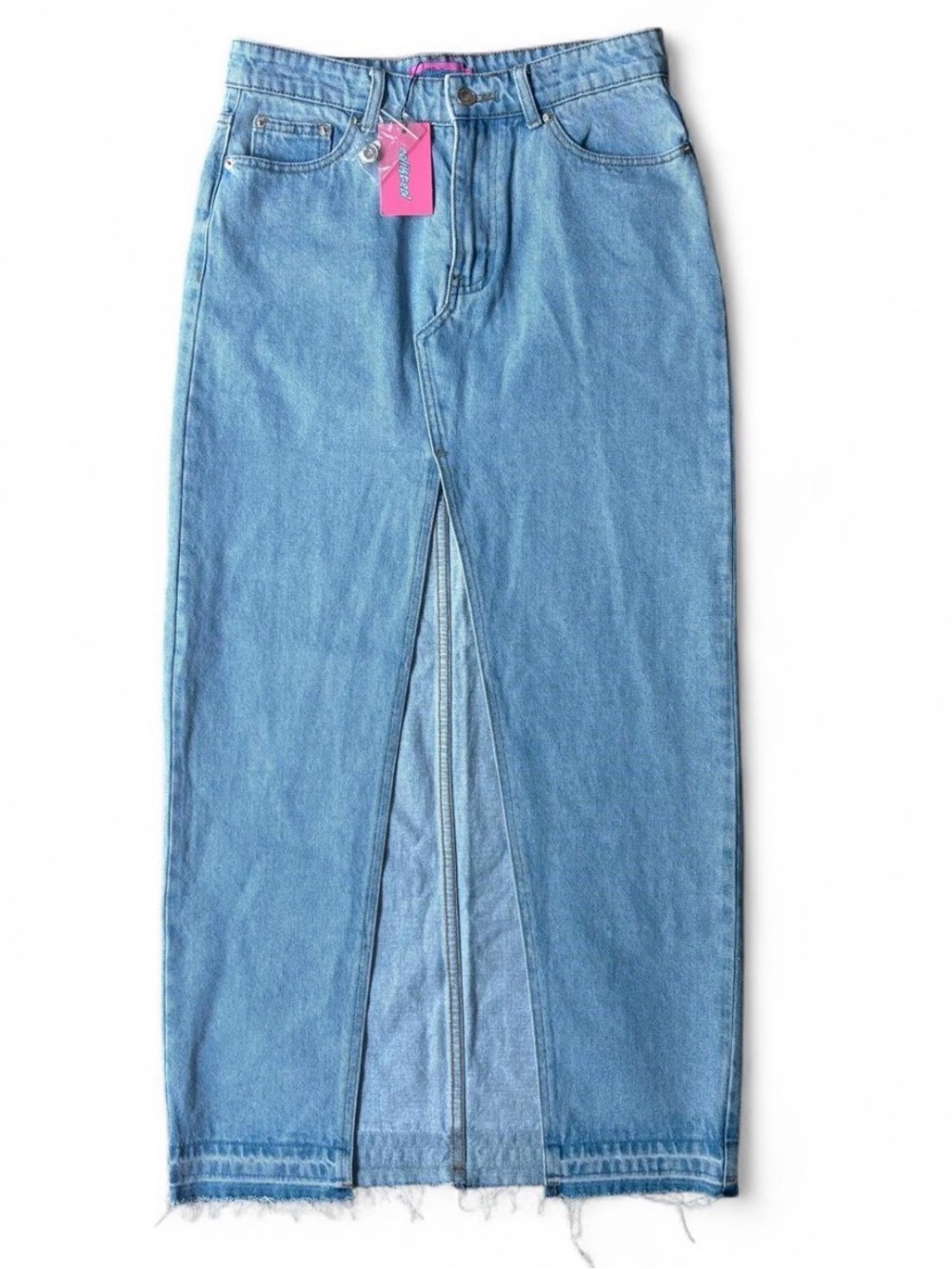 Brand New Edikted Front Slit Denim Maxi Skirt Sz M